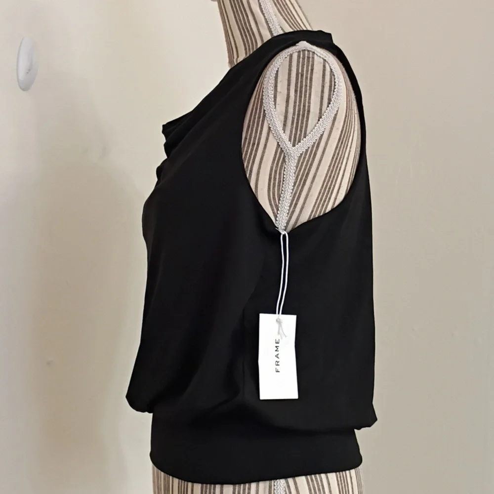 Frame Black Drape Neck Sleeveless Blouse NWT